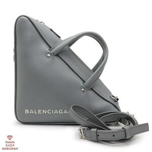 Balenciaga Triangle Duffle Shoulder Bag Gray Leather